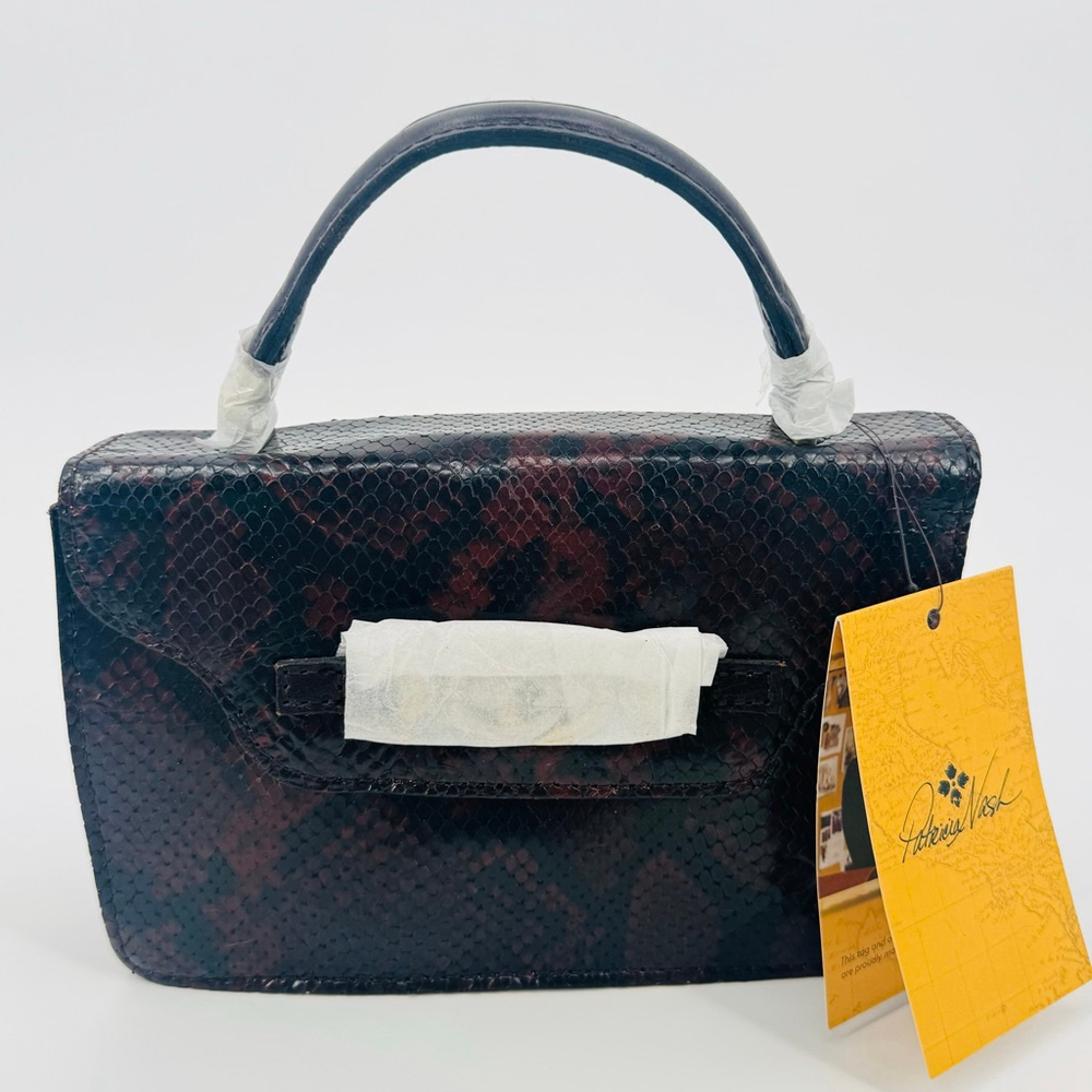 NWT Patricia Nash Italian Python Porcili Crossbody Bag Chocolate Brown Black